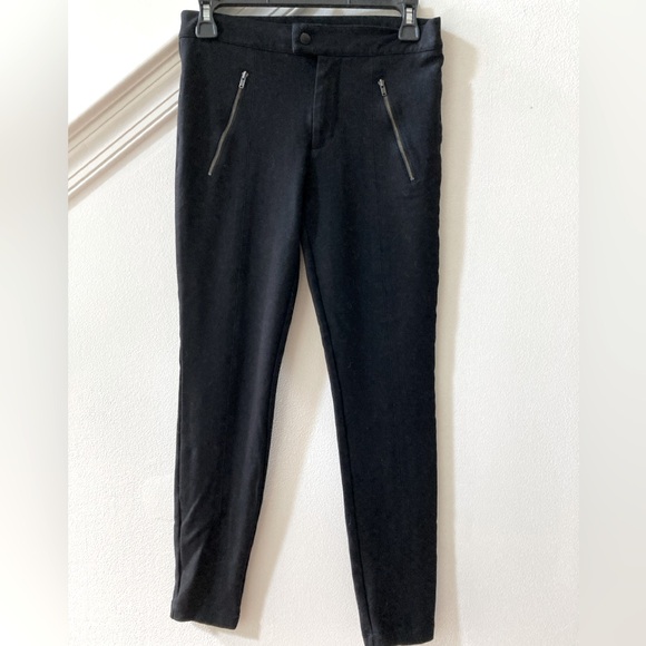 J.Crew Pixie Pants Black Skinny Ponte Knit Leggings Zipper Detail Size 4 - Picture 2 of 8